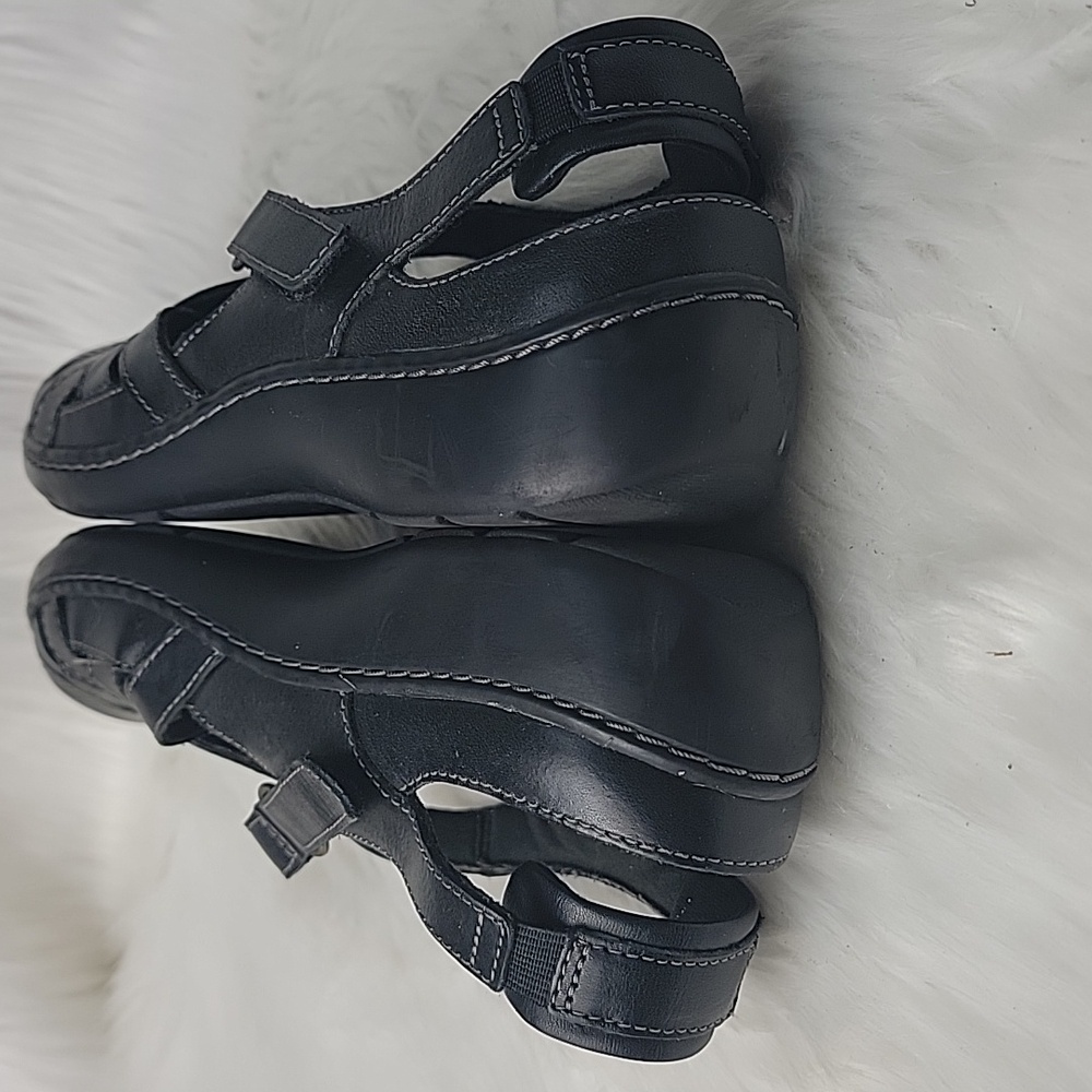 CLARKS Cora Dream Black Braided‎ Cut Out Comfort Cottage Preppy Sandal Shoes 8.5 - Picture 8 of 13